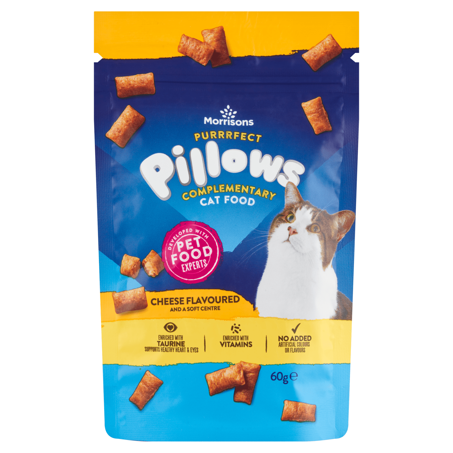 Morrisons Purrrfect Pillows Cheese Flavoured and a Soft Centre 60g - UK Food & Drink - 5010251719663