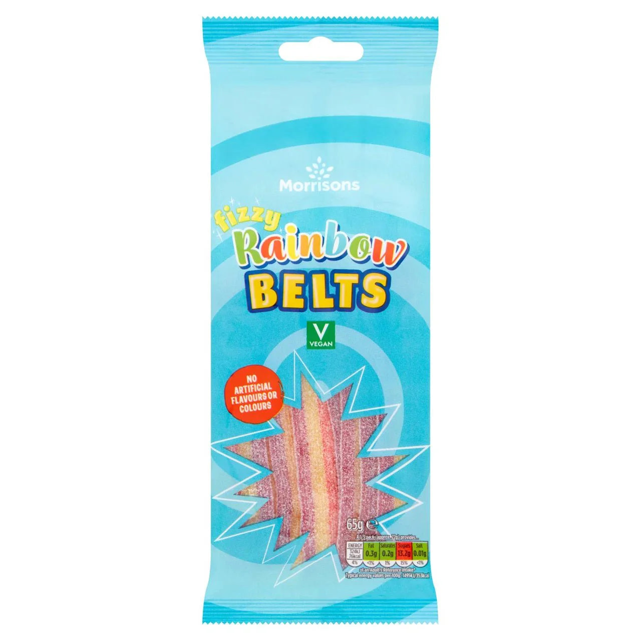 Morrisons Rainbow Belts 65g - UK Food & Drink - 5010251840817