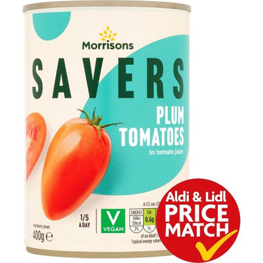 Morrisons Savers Plum Tomatoes In Tomato Juice 400g - UK Food & Drink - 5010251521426