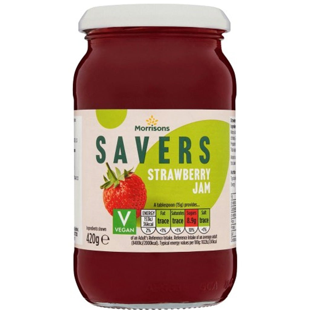 Morrisons Savers Strawberry Jam 420g - UK Food & Drink - 5010525213446