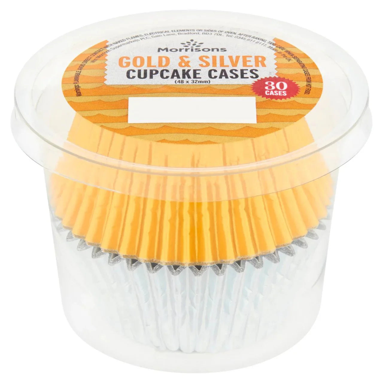 Morrisons Silver & Gold Foil Cupcake Cases 30 Pack - UK Food & Drink - 5010525077178