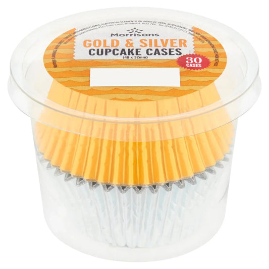 Morrisons Silver & Gold Foil Cupcake Cases 30 Pack - UK Food & Drink - 5010525077178