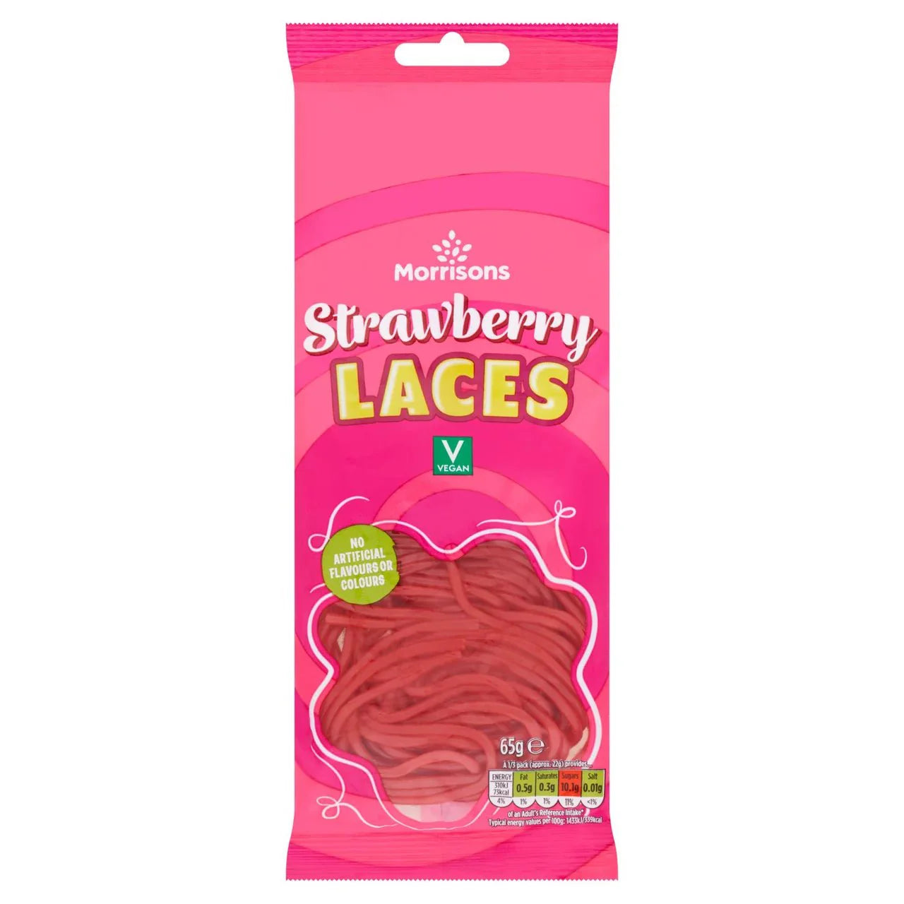 Morrisons Strawberry Laces 65g - UK Food & Drink - 5010251840800
