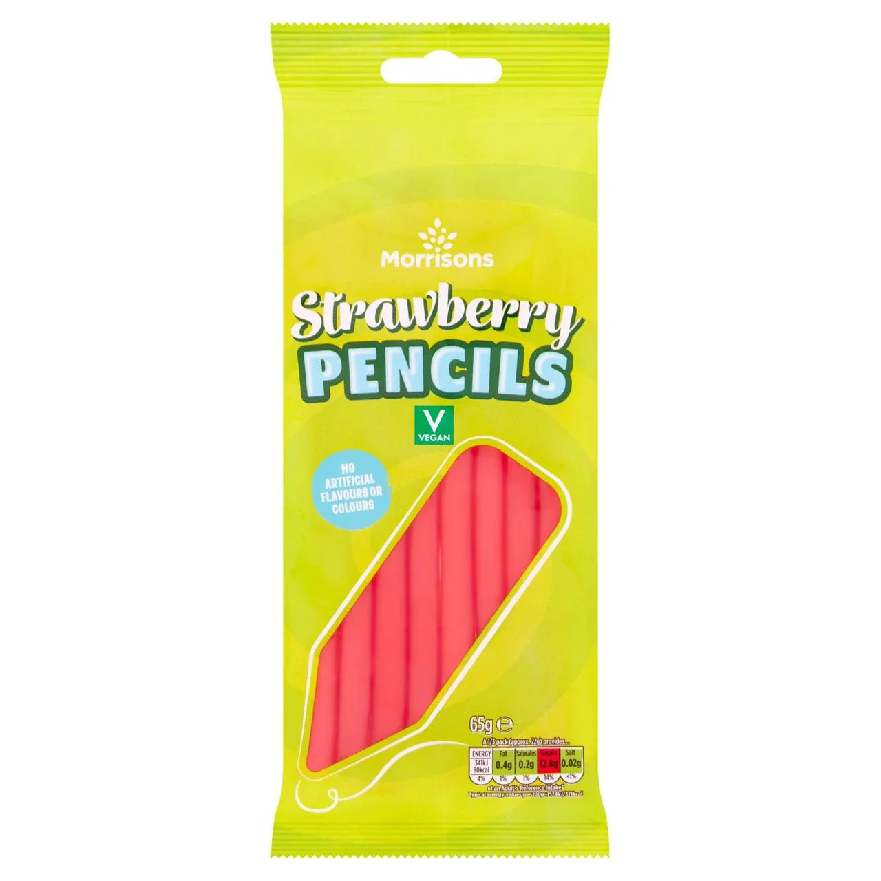 Morrisons Strawberry Pencils 65g - UK Food & Drink - 5010251840794