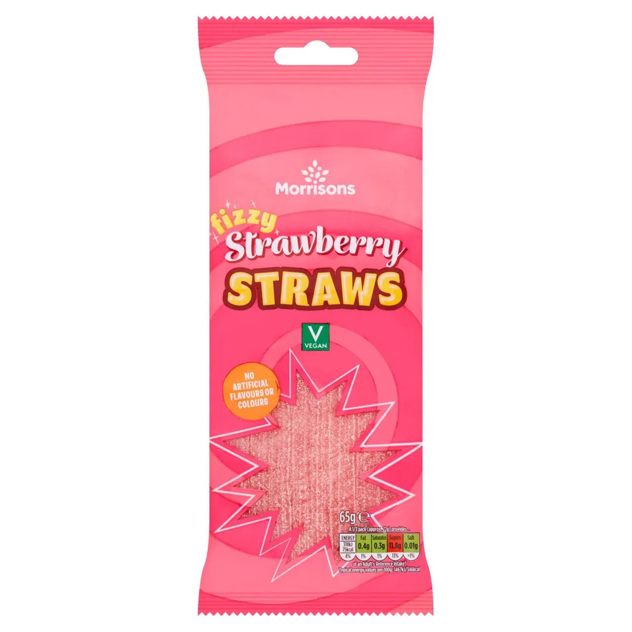 Morrisons Strawberry Straws 65g - UK Food & Drink - 5010251840787
