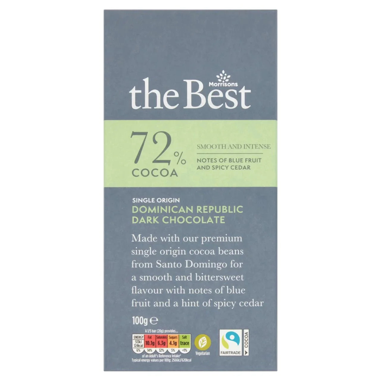 Morrisons The Best 72% Cocoa Dominican Republic Dark Chocolate 100g - UK Food & Drink - 5010525126500