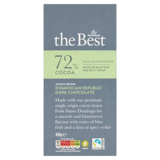 Morrisons The Best 72% Cocoa Dominican Republic Dark Chocolate 100g - UK Food & Drink - 5010525126500