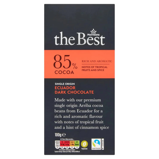 Morrisons The Best 85% Cocoa Ecuador Dark Chocolate 100g - UK Food & Drink - 5010525126524