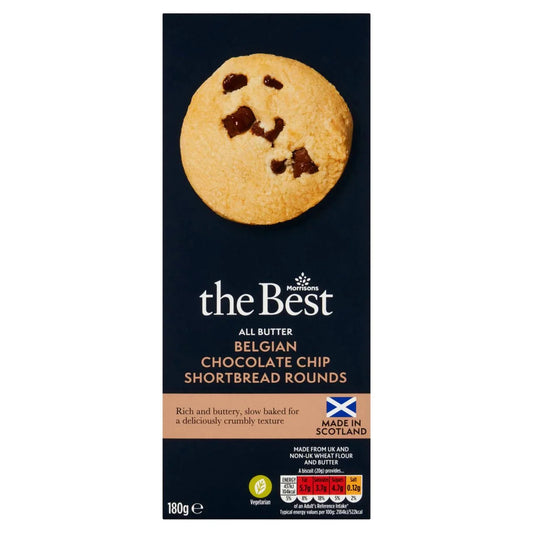 Morrisons The Best Belgian Chocolate Chip Shortbread Rounds 180g - UK Food & Drink - 5010525263199