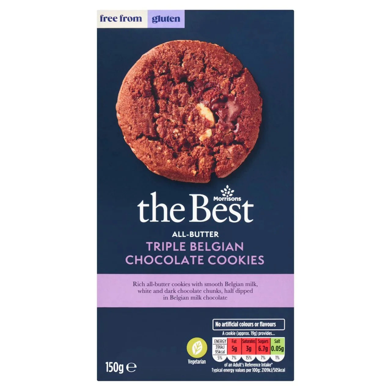 Morrisons The Best Free From Triple Chocolate Cookies 150g - UK Food & Drink - 5010525335247