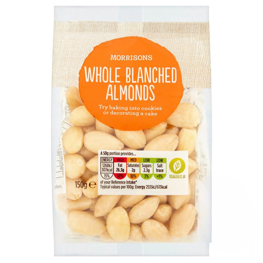Morrisons Whole Blanched Almonds 150g - UK Food & Drink - 5010251552758