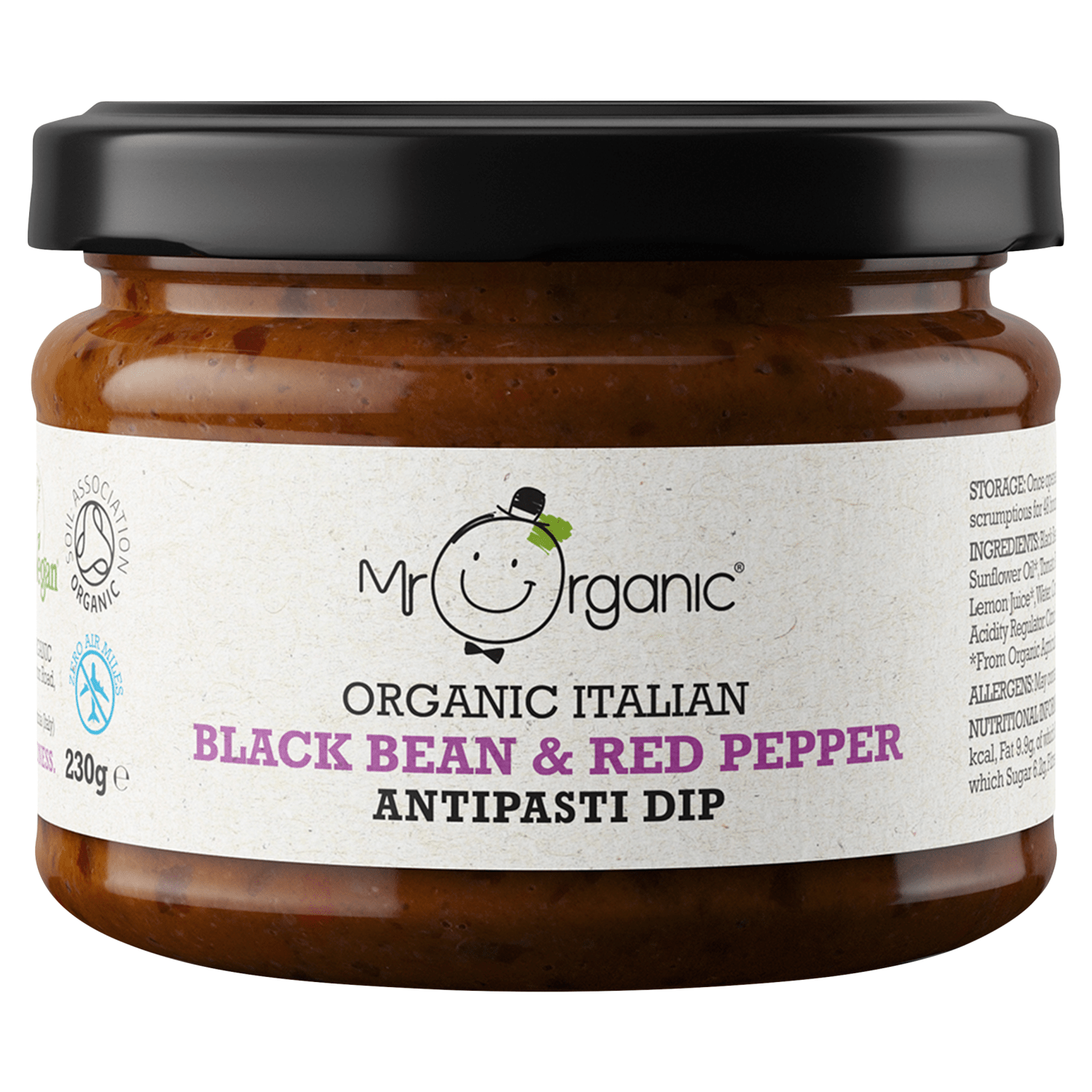 Mr Organic Organic Italian Black Bean & Red Pepper Antipasti Dip 230g - UK Food & Drink - 5060178074932