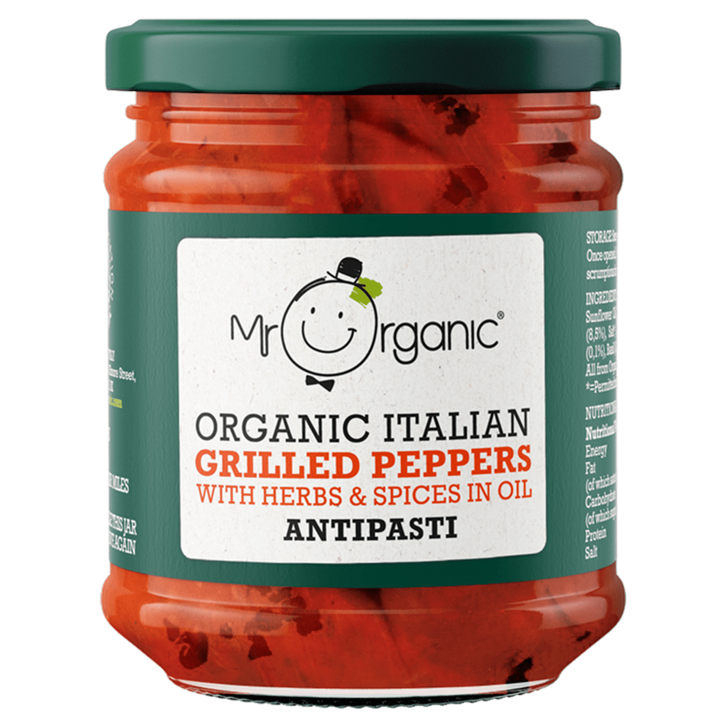 Mr Organic Organic Italian Grilled Peppers with Herbs & Spices in Oil Antipasti 190g - UK Food & Drink - 5060178073461