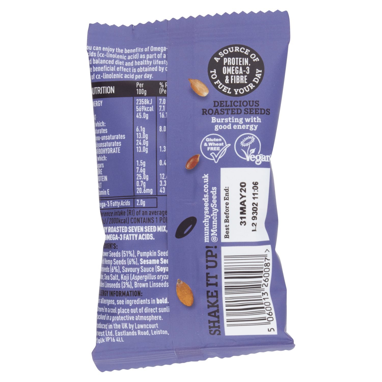 Munchy Seeds Mega Omega Roasted Tamari Seven Seed Mix 25g - UK Food & Drink - 5060013260087