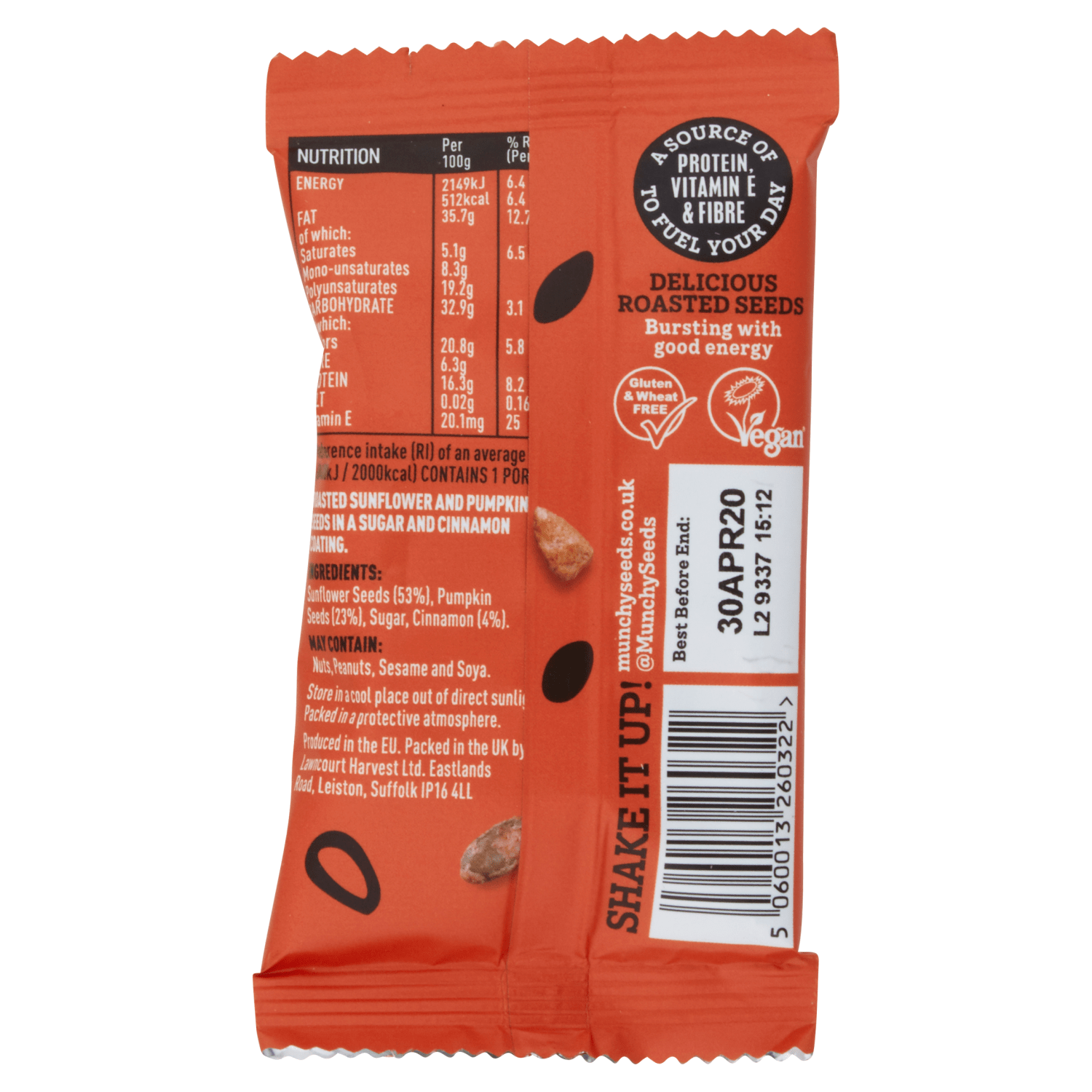 Munchy Seeds Warm Cinnamon Roasted Pumpkin and Sunflower Seeds 25g - UK Food & Drink - 5060013260322