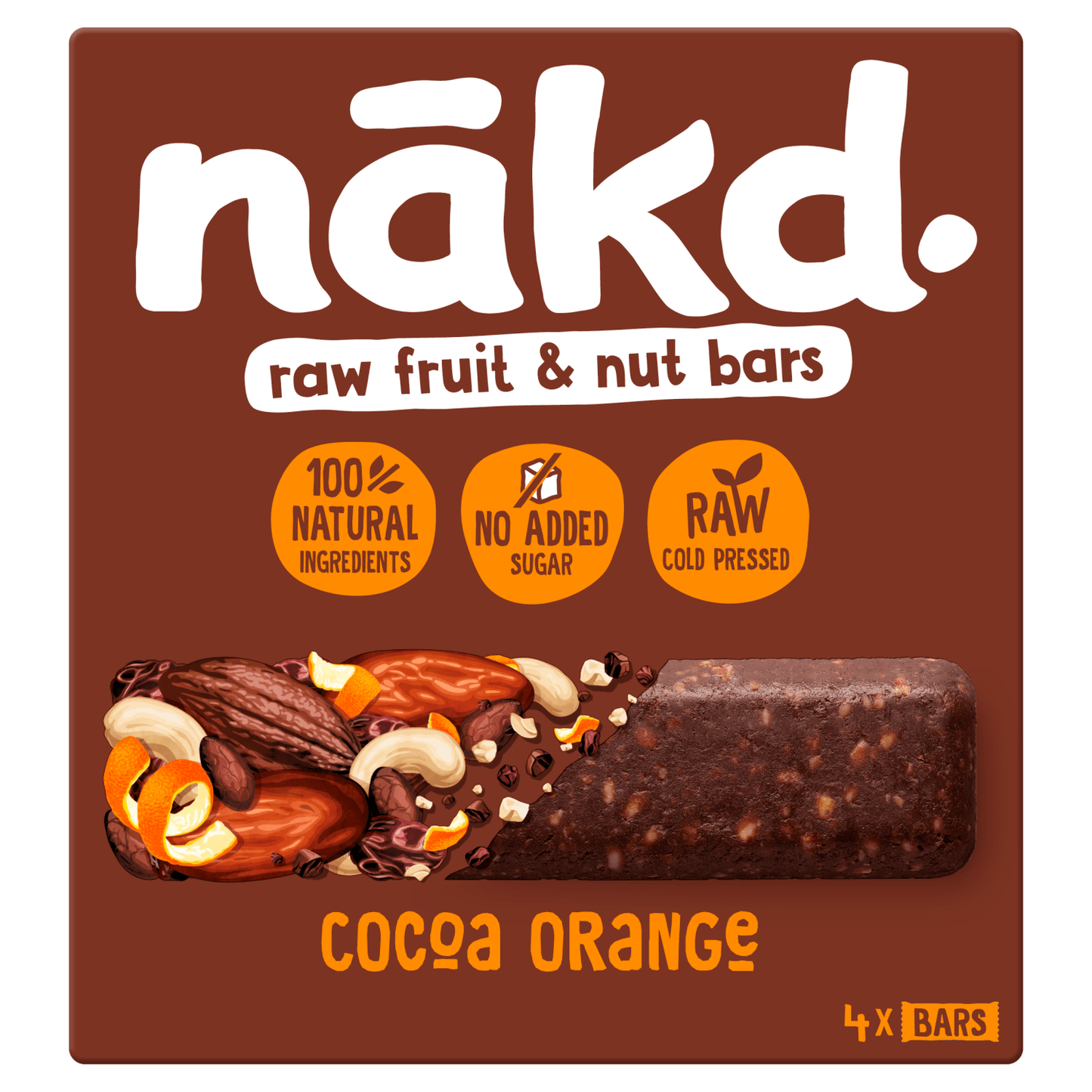 N_kd Cocoa Orange Raw Fruit & Nut Bars 4 x 35g - UK Food & Drink - 5060088701478