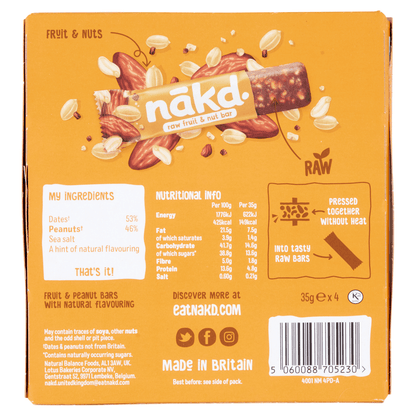 N_kd Peanut Delight Raw Fruit & Nut Bars 4 x 35g - UK Food & Drink - 5060088705230