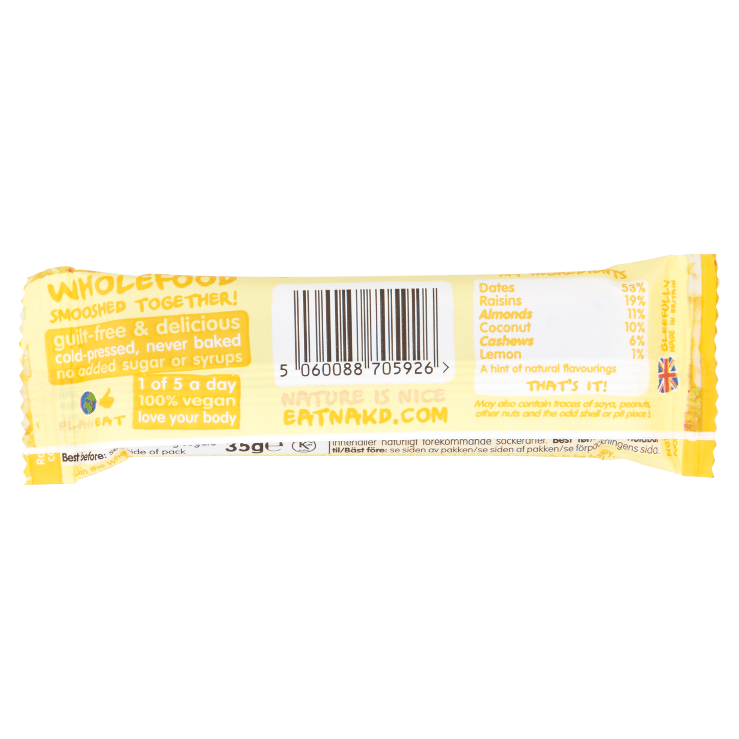 N_kd Raw Fruit & Nut Bar Lemon Drizzle 35g - UK Food & Drink - 5060088705926