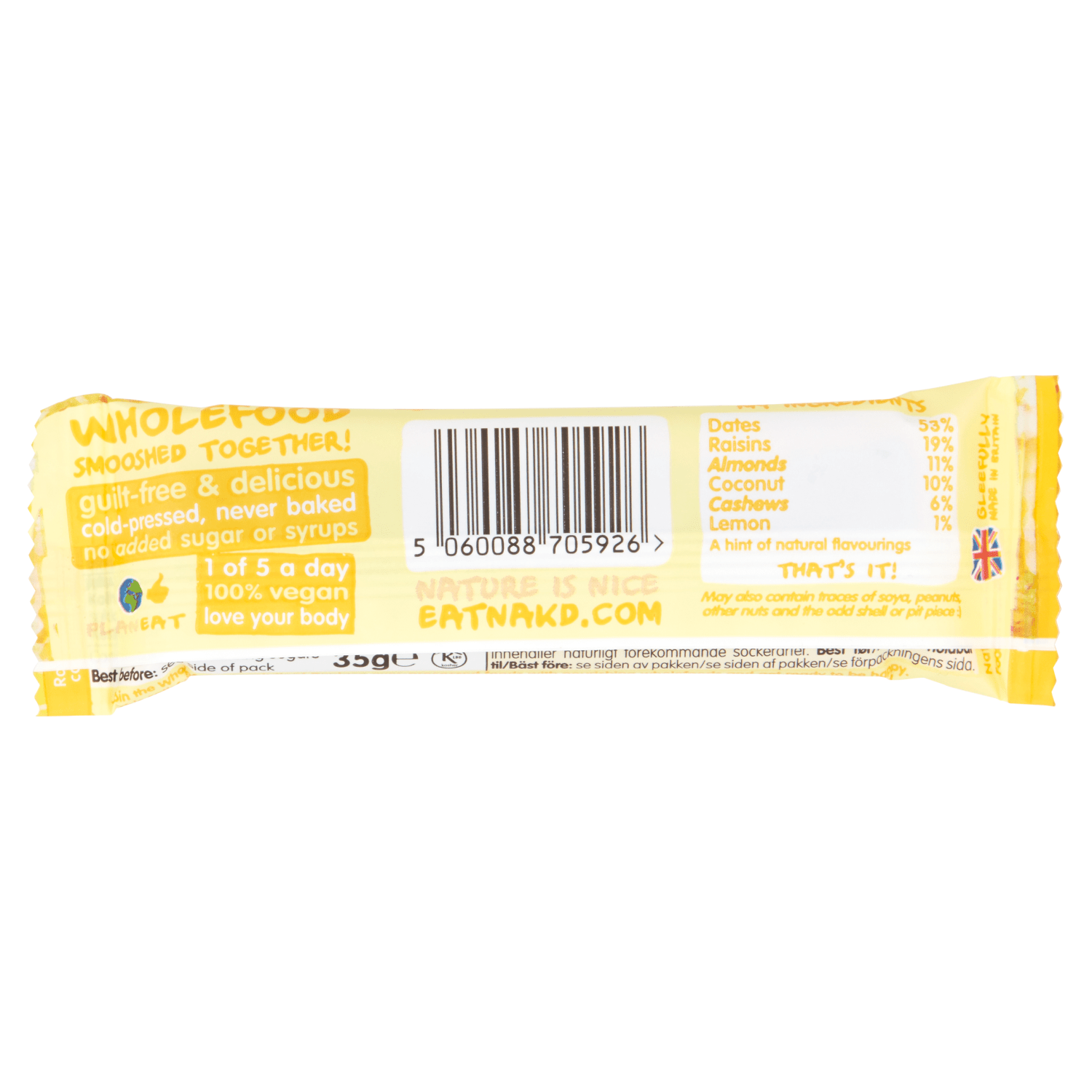 N_kd Raw Fruit & Nut Bar Lemon Drizzle 35g - UK Food & Drink - 5060088705926