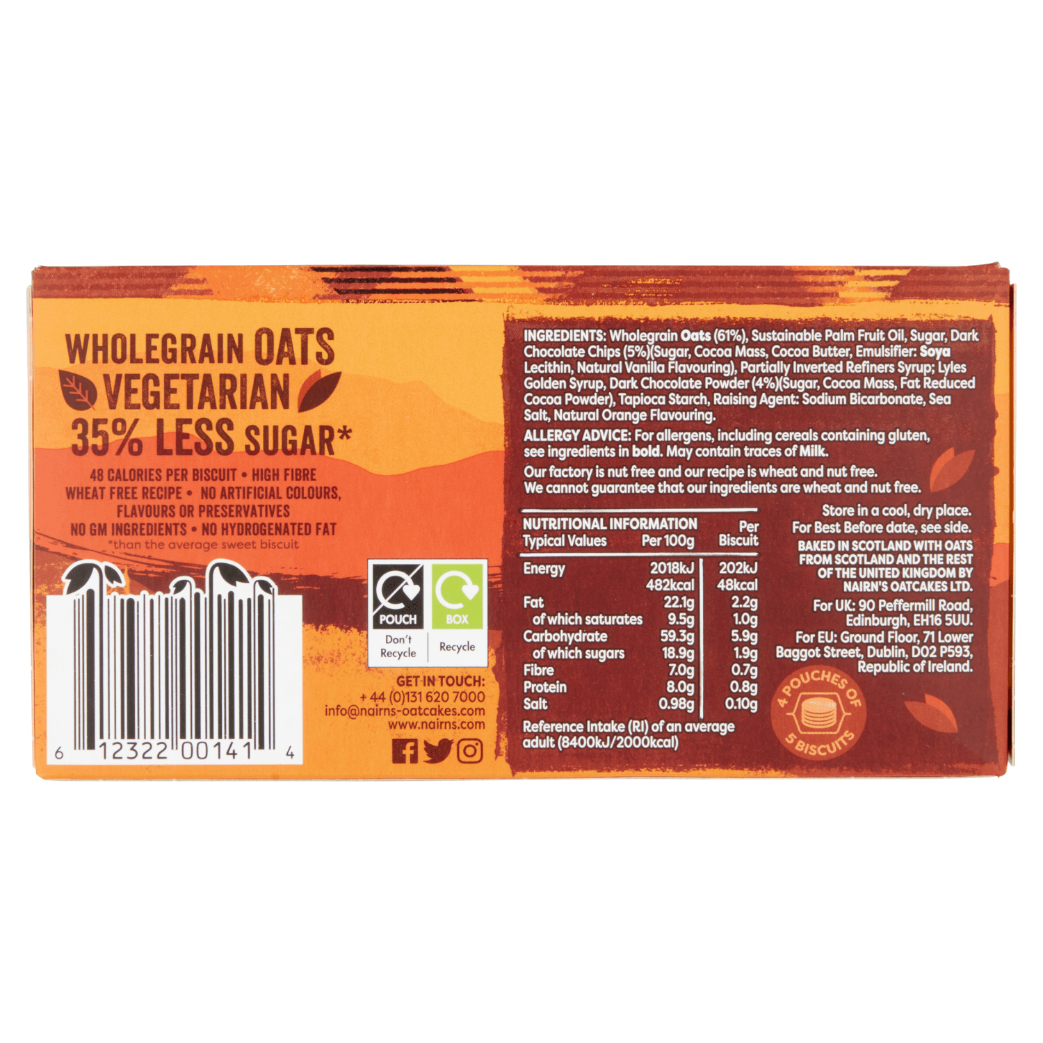 Nairn's Chocolate Orange Oat Biscuits 200g - UK Food & Drink - 612322001414