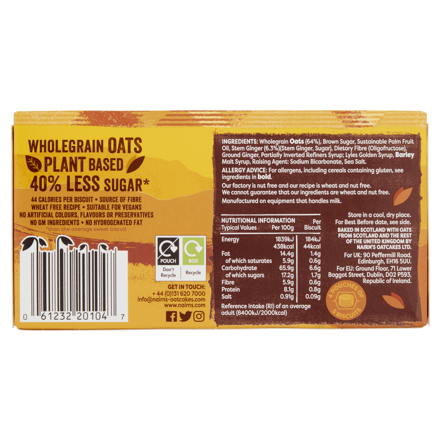 Nairn's Stem Ginger Oat Biscuits 200g - UK Food & Drink - 61232201047