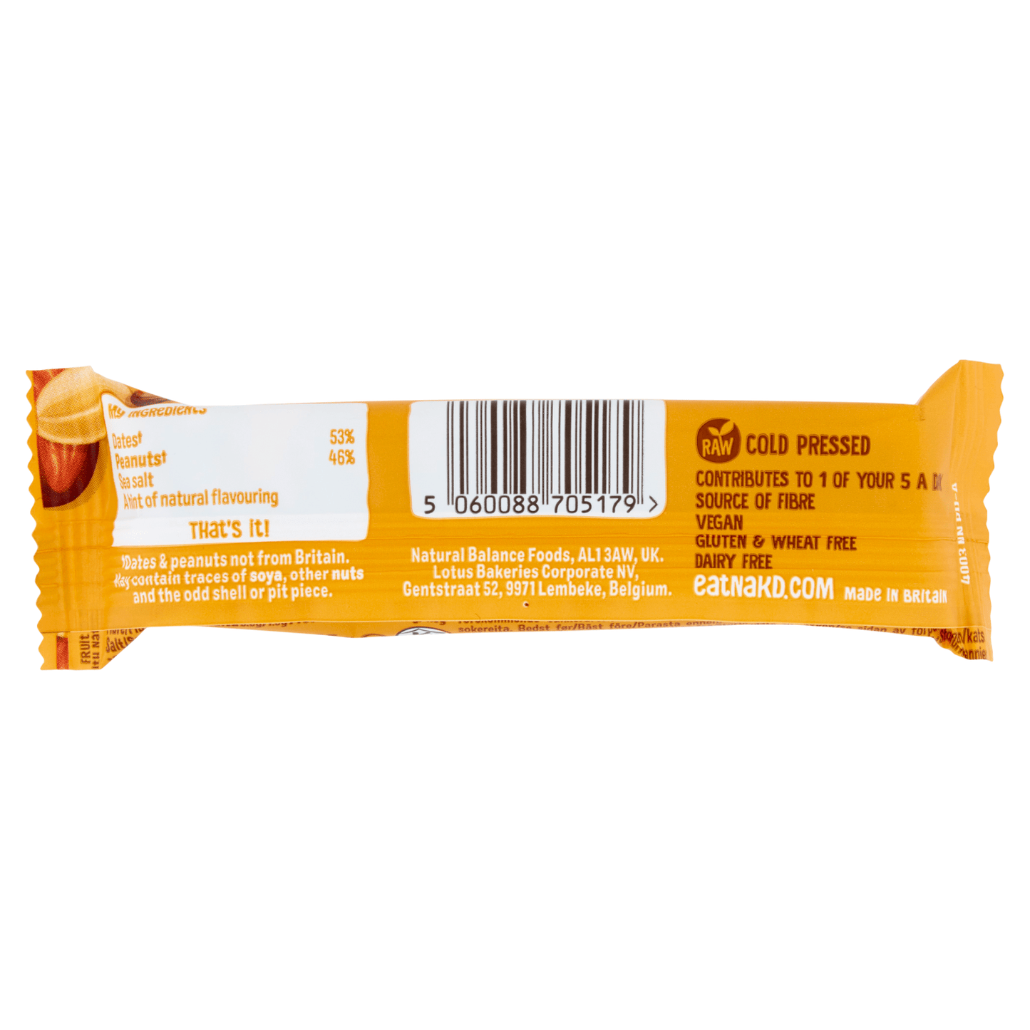 Nākd Peanut Delight Raw Fruit & Nut Bars 35g - UK Food & Drink - 5060088705179