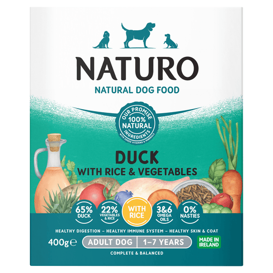 Naturo Natural Dog Food Duck with Rice & Vegetables Adult Dog 1 - 7 Years 400g - UK Food & Drink - 5010708764000