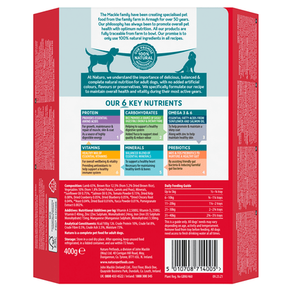 Naturo Natural Dog Food Lamb with Rice and Vegetables Adult Dog 1 to 7 Years 400g - UK Food & Drink - 5010708714005