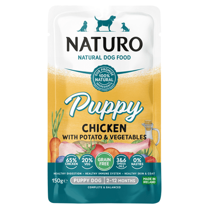 Naturo Natural Dog Food Puppy Chicken with Potato & Vegetables Puppy Dog 2 - 12 Months 150g - UK Food & Drink - 5010708815054