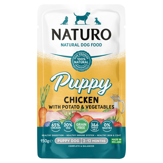 Naturo Natural Dog Food Puppy Chicken with Potato & Vegetables Puppy Dog 2 - 12 Months 150g - UK Food & Drink - 5010708815054