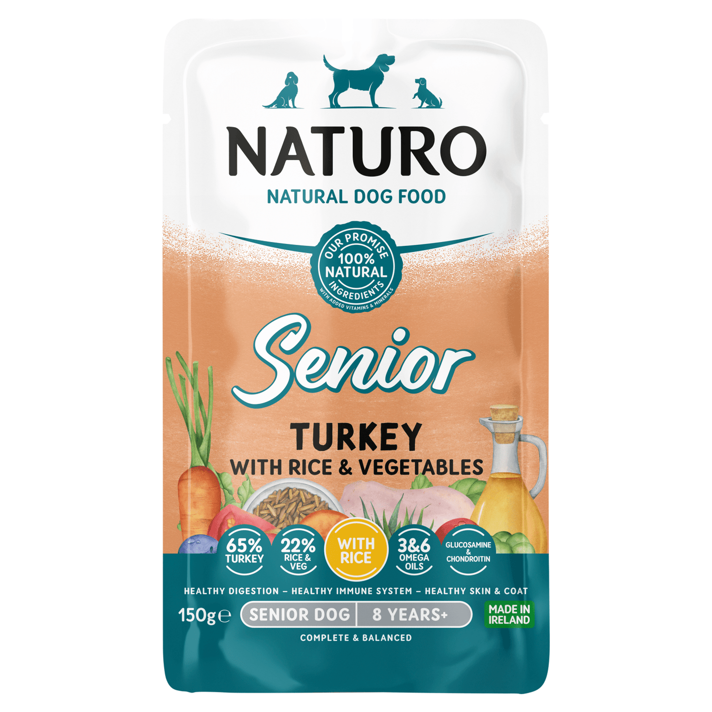 Naturo Natural Dog Food Turkey with Rice and Vegetables Senior Dog 8 Years+ 150g - UK Food & Drink - 5010708815061