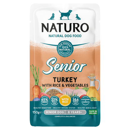 Naturo Natural Dog Food Turkey with Rice and Vegetables Senior Dog 8 Years+ 150g - UK Food & Drink - 5010708815061