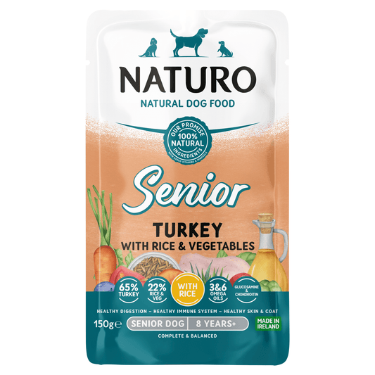 Naturo Natural Dog Food Turkey with Rice and Vegetables Senior Dog 8 Years+ 150g - UK Food & Drink - 5010708815061