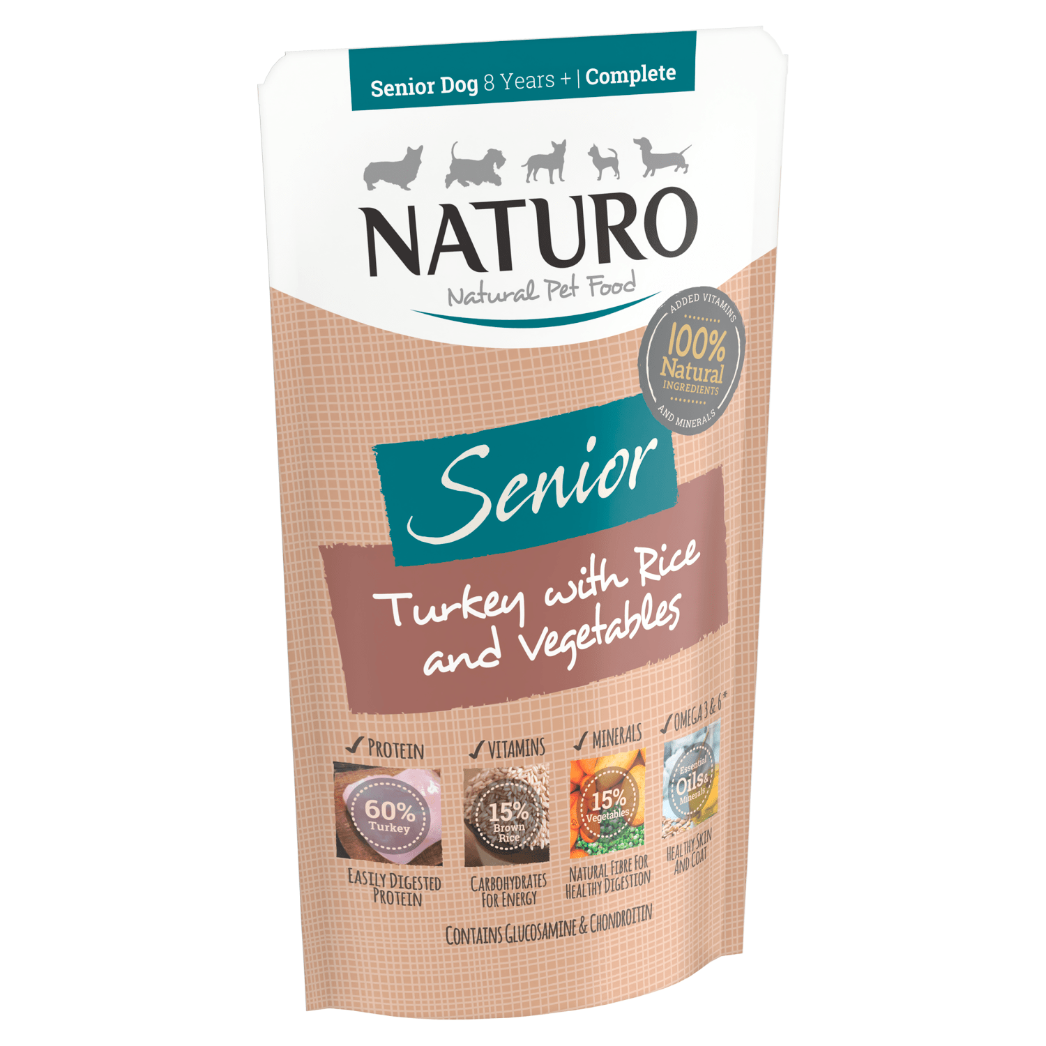 Naturo Natural Dog Food Turkey with Rice and Vegetables Senior Dog 8 Years+ 150g - UK Food & Drink - 5010708815061