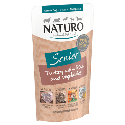 Naturo Natural Dog Food Turkey with Rice and Vegetables Senior Dog 8 Years+ 150g - UK Food & Drink - 5010708815061