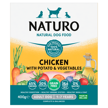 Naturo Natural Pet Food Chicken with Potato and Vegetables Adult Dog 1 - 7 Years 400g - UK Food & Drink - 5010708774009
