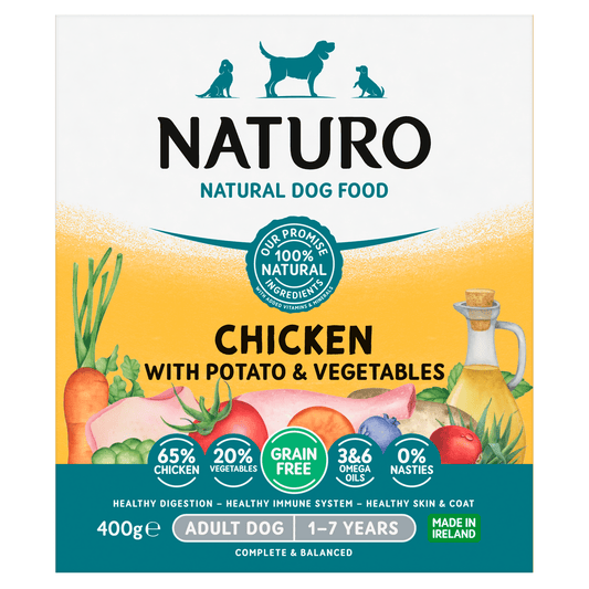 Naturo Natural Pet Food Chicken with Potato and Vegetables Adult Dog 1 - 7 Years 400g - UK Food & Drink - 5010708774009