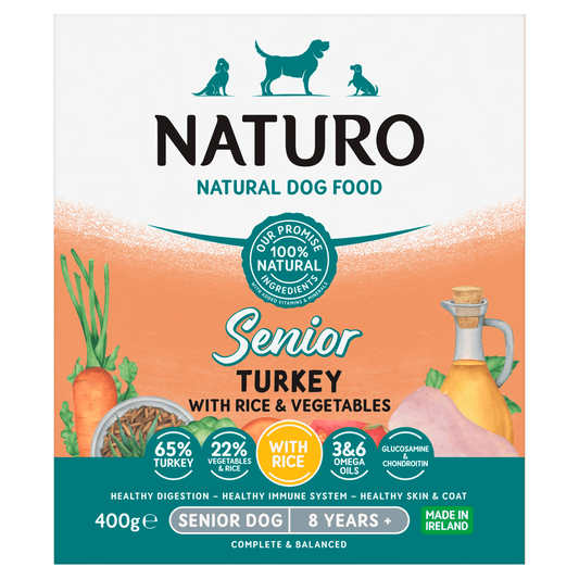 Naturo Natural Pet Food Turkey with Rice and Vegetables Senior Dog 8 Years+ 400g - UK Food & Drink - 5010708744002