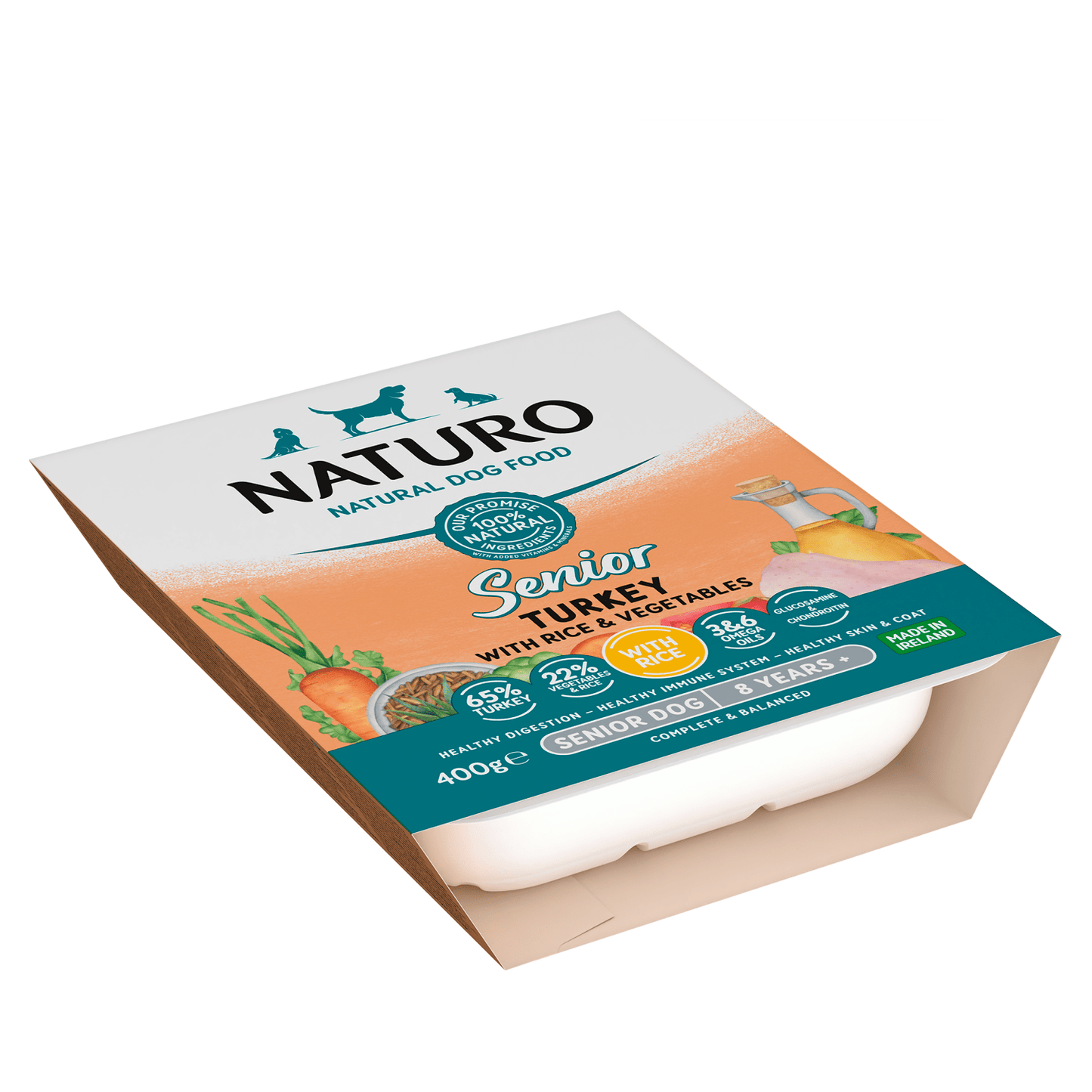 Naturo Natural Pet Food Turkey with Rice and Vegetables Senior Dog 8 Years+ 400g - UK Food & Drink - 5010708744002