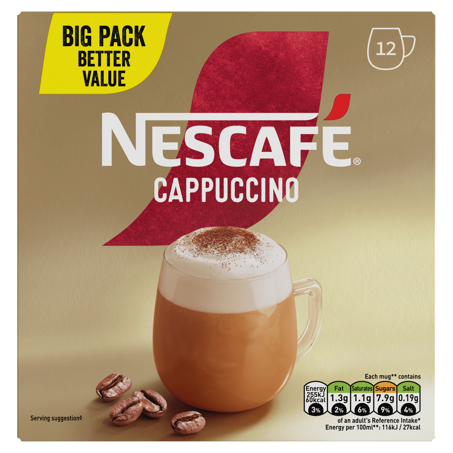 Nescafe Cappuccino 12 x 15.5g (186g) - UK Food & Drink - 7613039779309