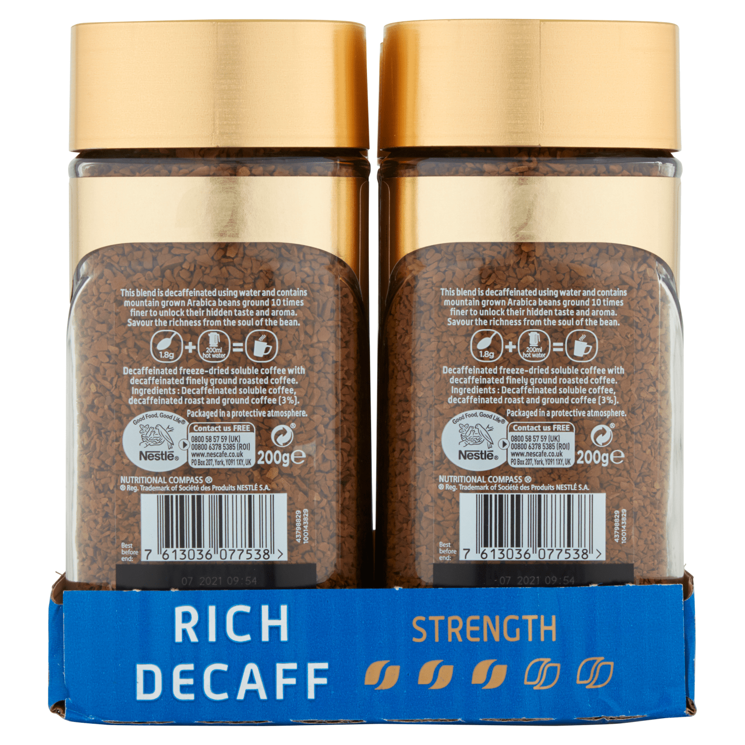 Nescafé Gold Decaff Instant Coffee 200g - UK Food & Drink - 7613036077538