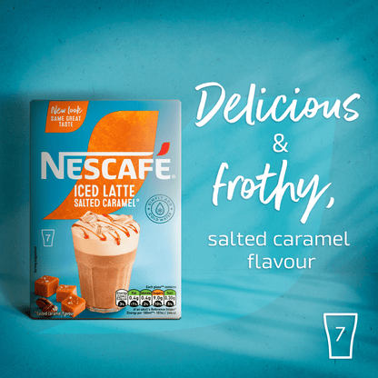 Nescafe Iced Latte Salted Caramel 7 x 14.5g (101.5g) - UK Food & Drink - 7613039686379