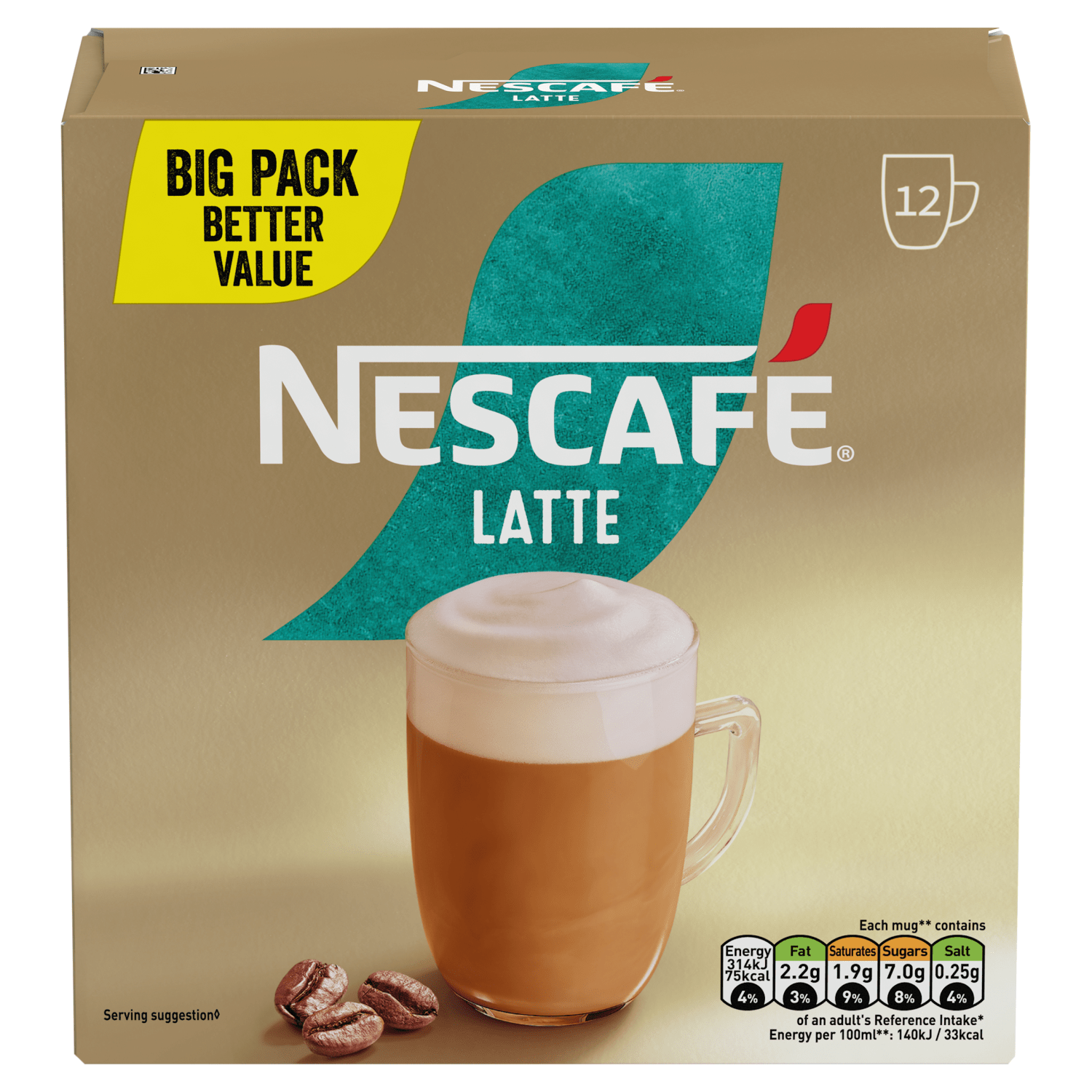 Nescafe Latte 12 x 18g (216g) - UK Food & Drink - 8445290941589