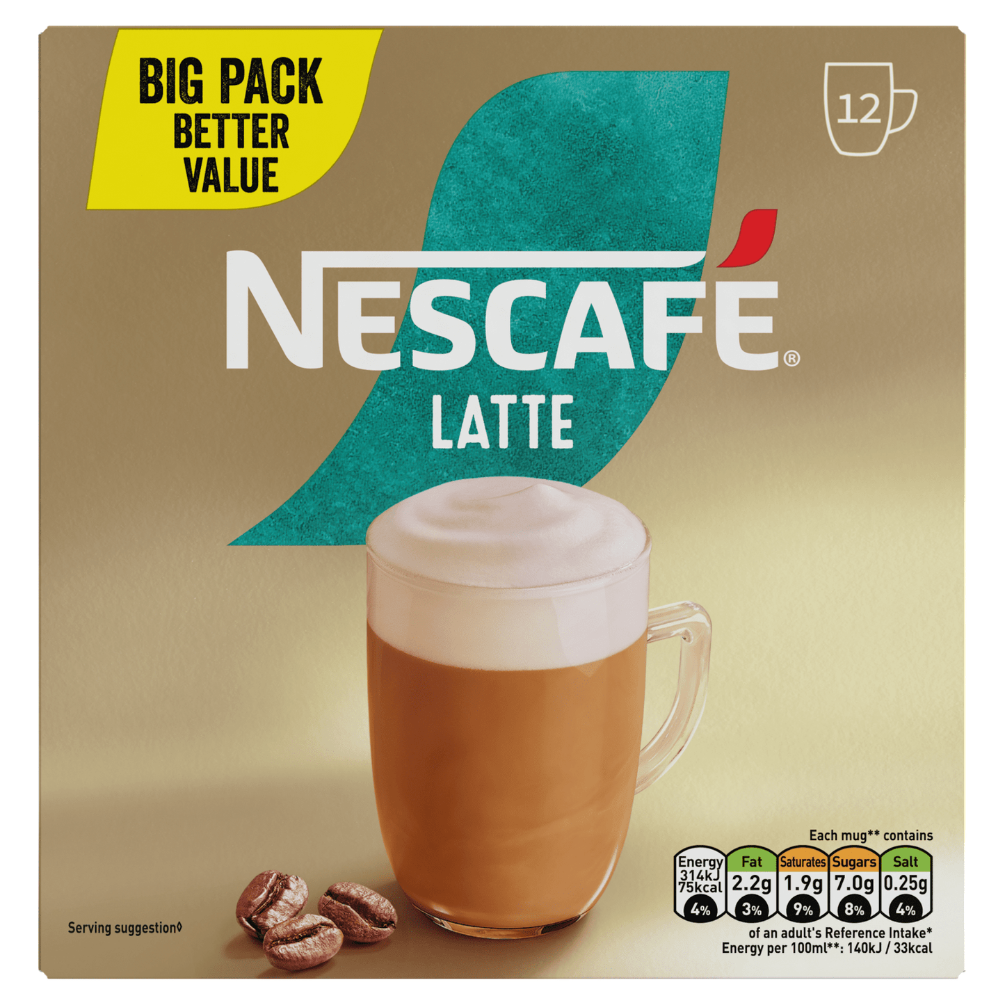 Nescafe Latte 12 x 18g (216g) - UK Food & Drink - 8445290941589
