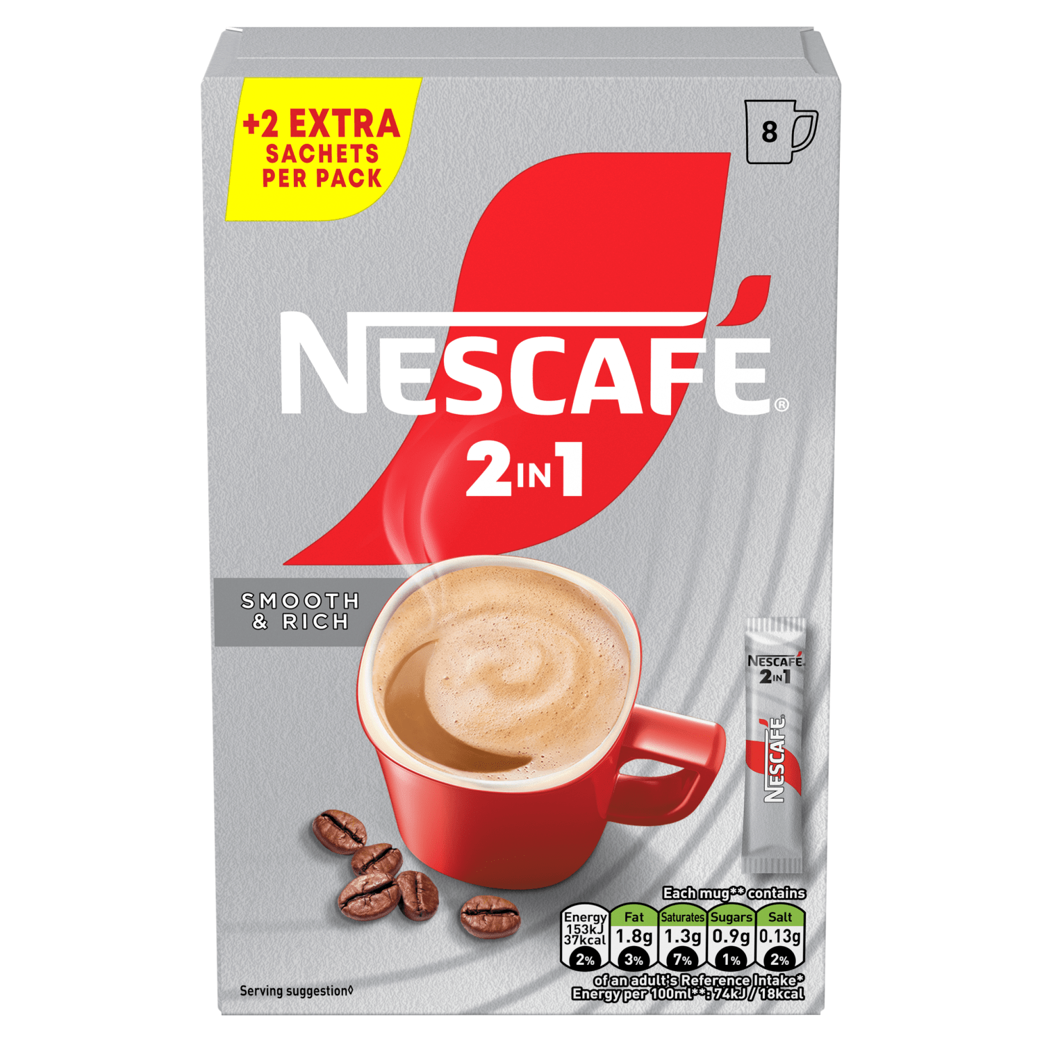 Nescaf≈Ω 2 in 1 8 x 9g (72g) - UK Food & Drink - 8445291304604