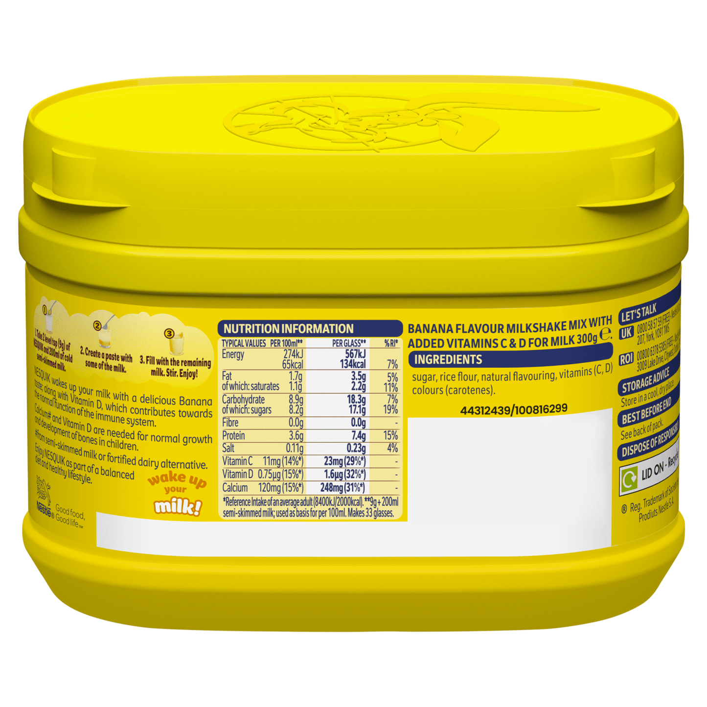 Nesquik Banana Flavour Milkshake Mix 300g - UK Food & Drink - 7613031513093