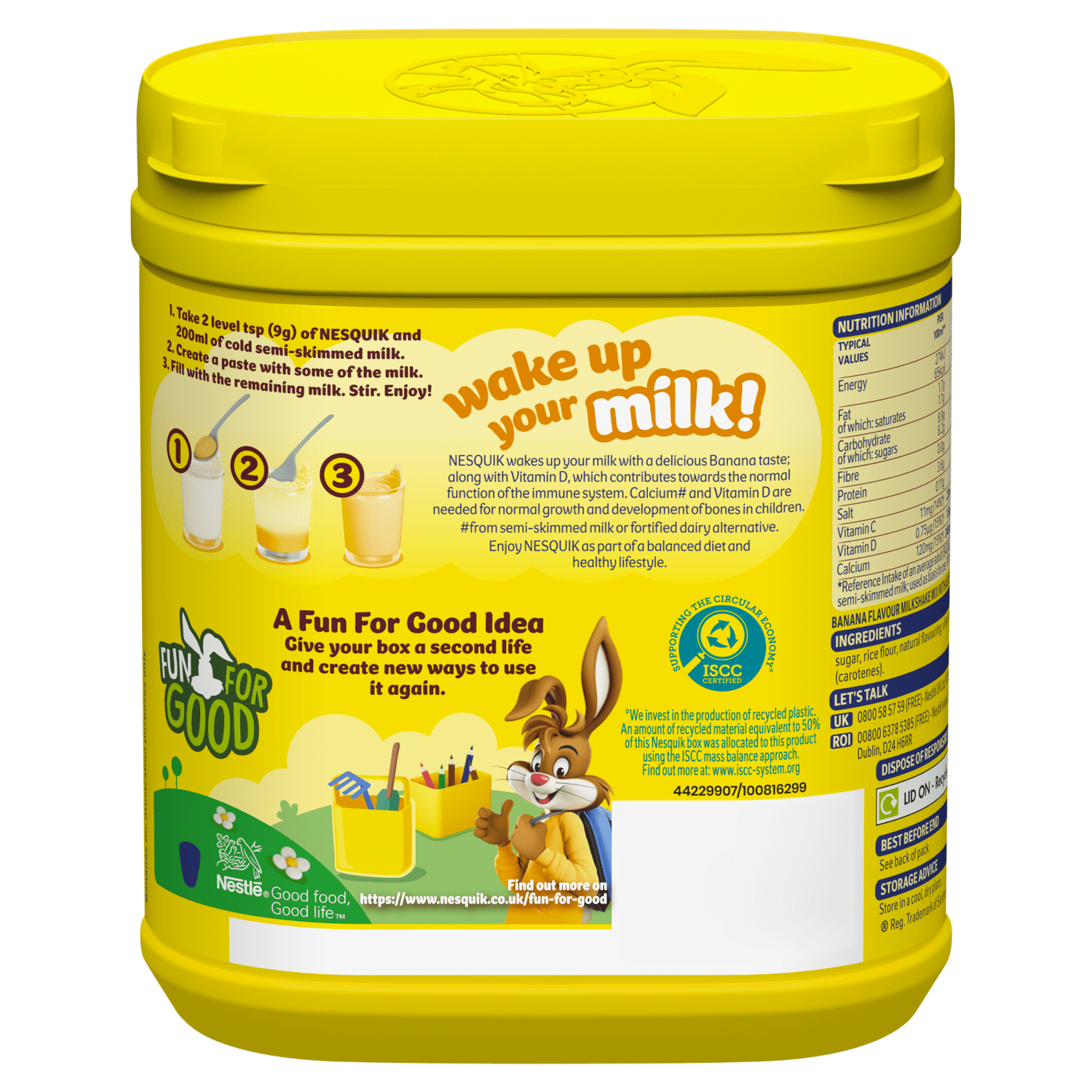 Nesquik® Banana Milkshake Powder 500g Tub - UK Food & Drink - 8445290293312