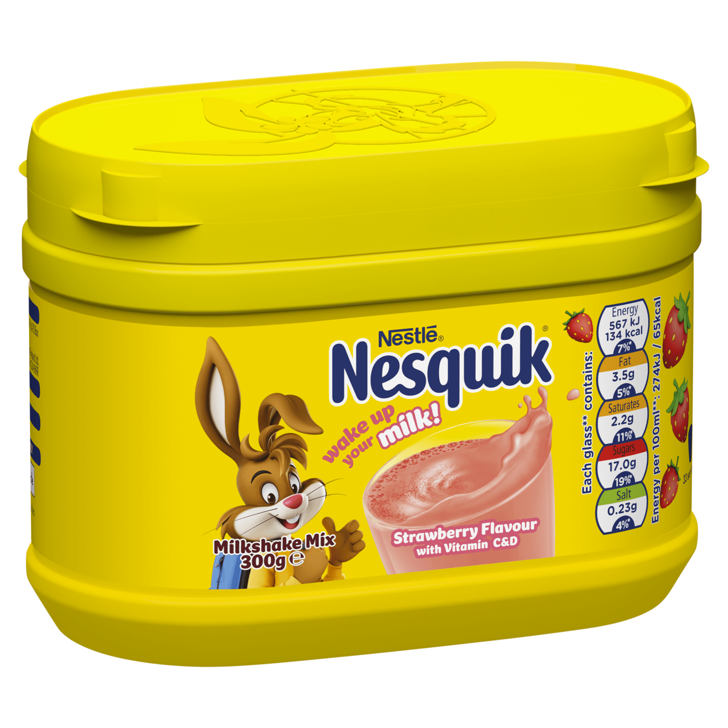 Nesquik Strawberry Flavour with Vitamin C&D Milkshake Mix 300g - UK Food & Drink - 7613031513000