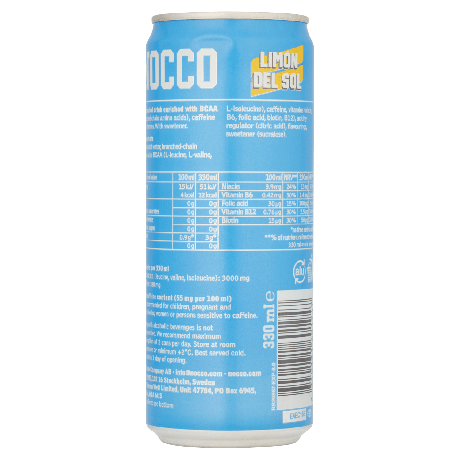 Nocco BCAA Lim‚Äîn Del Sol 330ml - UK Food & Drink - 7340131601947