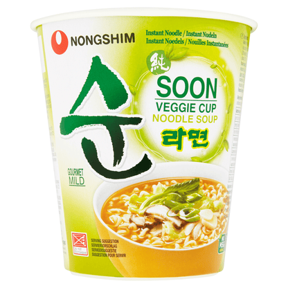 Nongshim Soon Veggie Cup Noodle Soup 6 x 67g - UK Food & Drink - 8801043028127